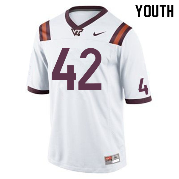 Youth #42 Lakeem Rudolph Virginia Tech Hokies College Football Jersey Sale-White
